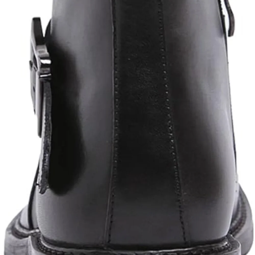 Santimon Men's US 7 - 10 Black Leather Chelsea Monk Strap Ankle Boots Zipper Buc